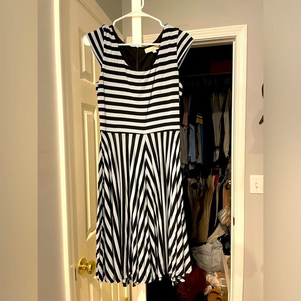 Blue and Black Striped Dress